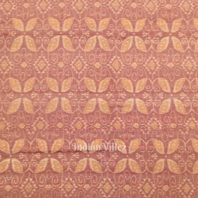 Pink Brown Floral Motif Sambalpuri Odisha Ikat Cotton Fabric