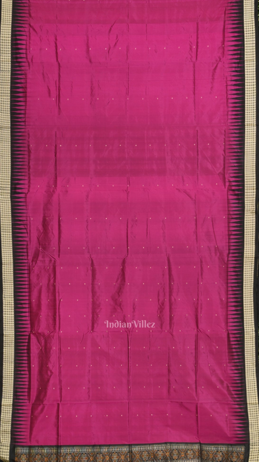Magenta Pink Black Buti Design  Bomkai Sambalpuri Silk Saree
