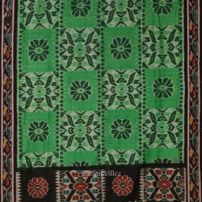 Green Black Computer Maniabandha Cotton Saree