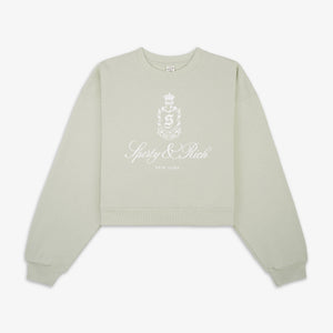 SPORTY & RICH | VENDOME CROPPED CREWNECK { SAGE/WHITE