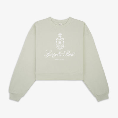 SPORTY & RICH | VENDOME CROPPED CREWNECK { SAGE/WHITE