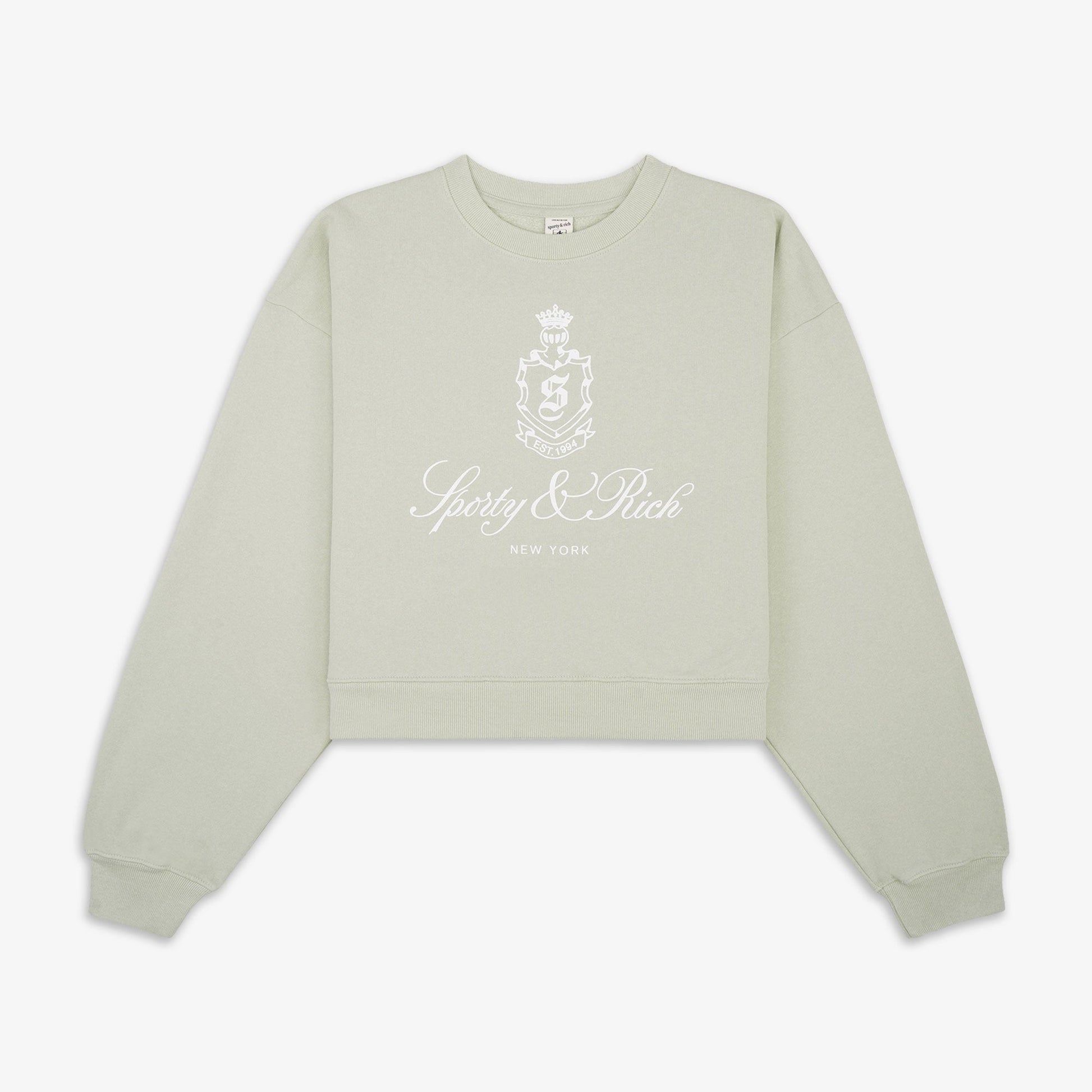 SPORTY & RICH | VENDOME CROPPED CREWNECK { SAGE/WHITE