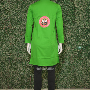 Green  Hand-Painted Pattachitra Kurta