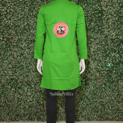 Green  Hand-Painted Pattachitra Kurta
