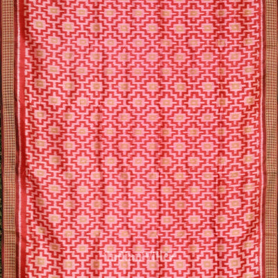 Red Pasapali Theme Odisha Ikat Khandua Silk Saree