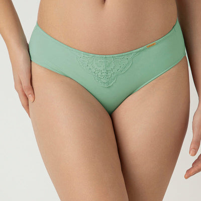 Lace Elegance Bikini Panty - Aqua Foam