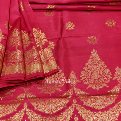 Exclusive Rani Pink Kora Organza Banarasi Silk Saree