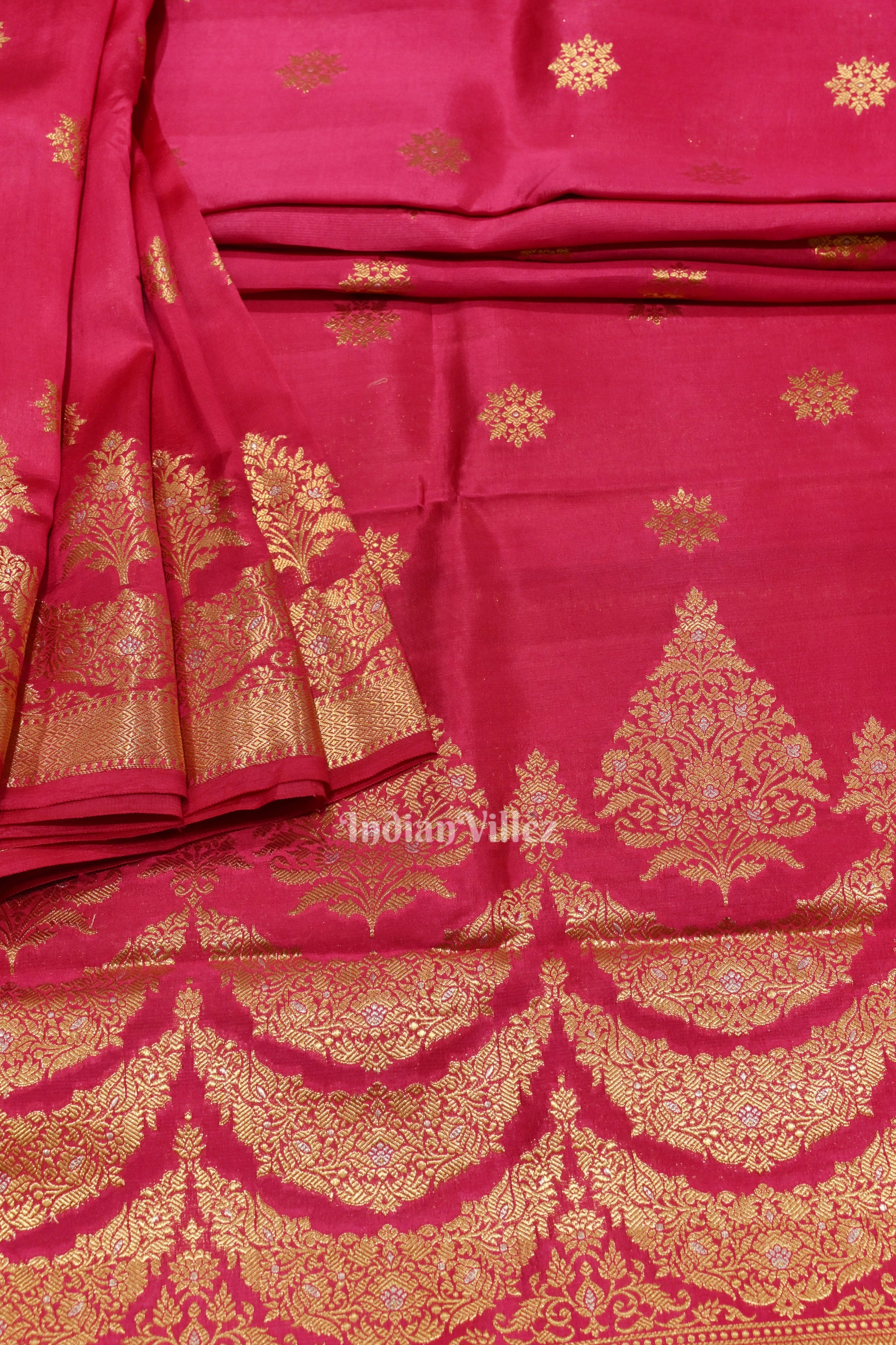 Exclusive Rani Pink Kora Organza Banarasi Silk Saree