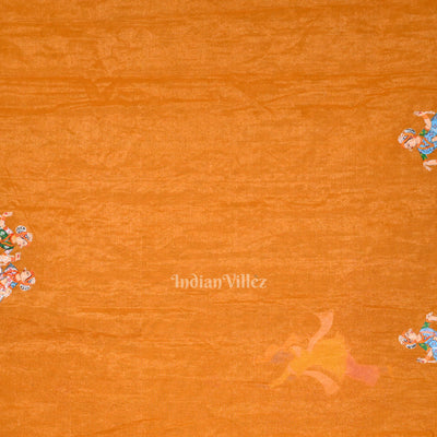 Mustard Yellow Doli Barat Hand- Painted Pattachitra Saree