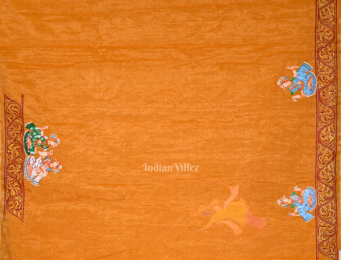 Mustard Yellow Doli Barat Hand- Painted Pattachitra Saree