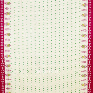 White Green Tipa Design Pochampally Ikat Silk Saree
