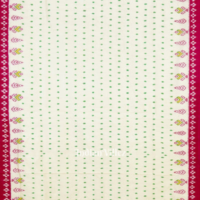 White Green Tipa Design Pochampally Ikat Silk Saree