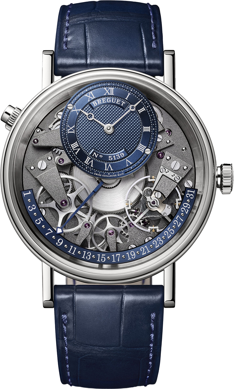 Breguet Tradition Silver & Grey Dial Blue 40 MM Watch for Men