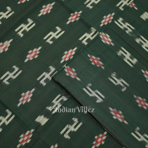 Green Swastik Sambalpuri Ikat Cotton Fabric