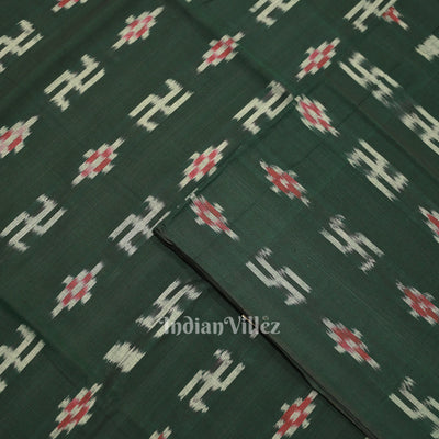 Green Swastik Sambalpuri Ikat Cotton Fabric