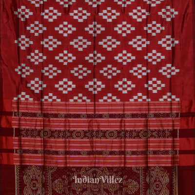 Deep Maroon Grey Pasapali Theme Sambalpuri Silk Saree