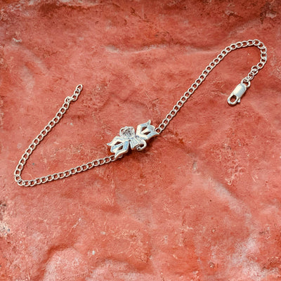 trueBrowns Men 925 Sterling Silver Lord Shiva Trishul Silver Chain Bracelet