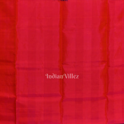 Royal Blue with Rani Pink Border Pochampally Ikat Silk Saree