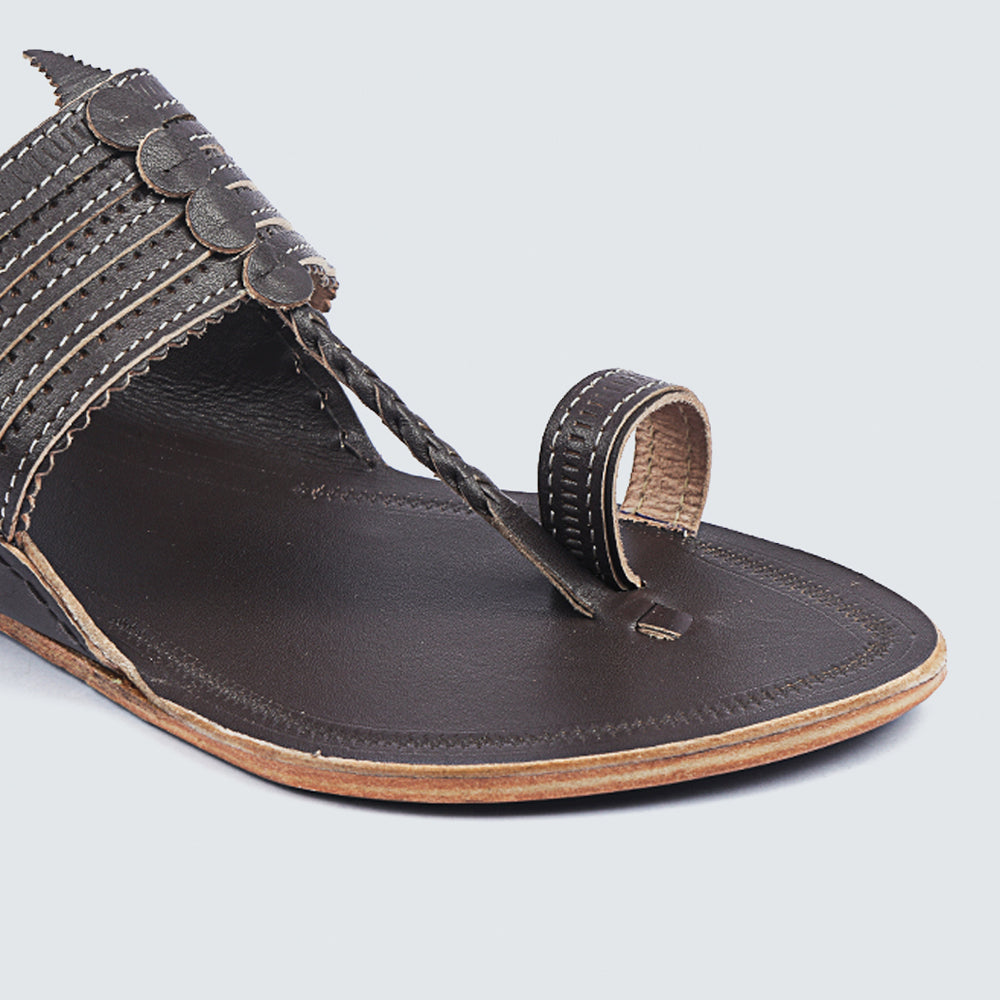 Brown Handstitched Leather Kolhapuri Men Slipper