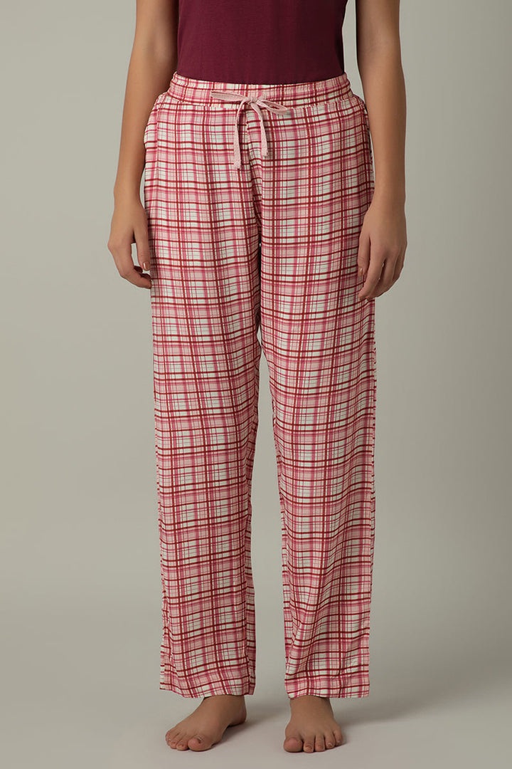 Full Length Pyjama Bottom - Blush Rose Check Print