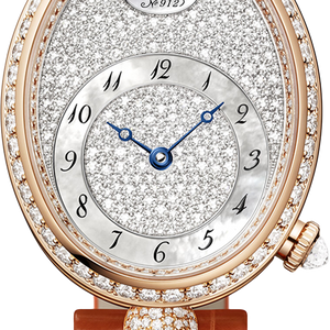 Breguet Reine Pave Dial Brown Strap Gold Touch Watch for Women