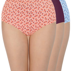 100% Cotton Full Brief Panty Pack (Pack of 3) - D026 - Multi