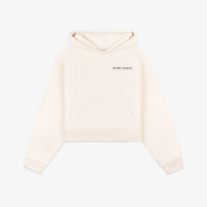 SPORTY & RICH | H&W CLUB CROPPED HOODIE { CREAM/NAVY