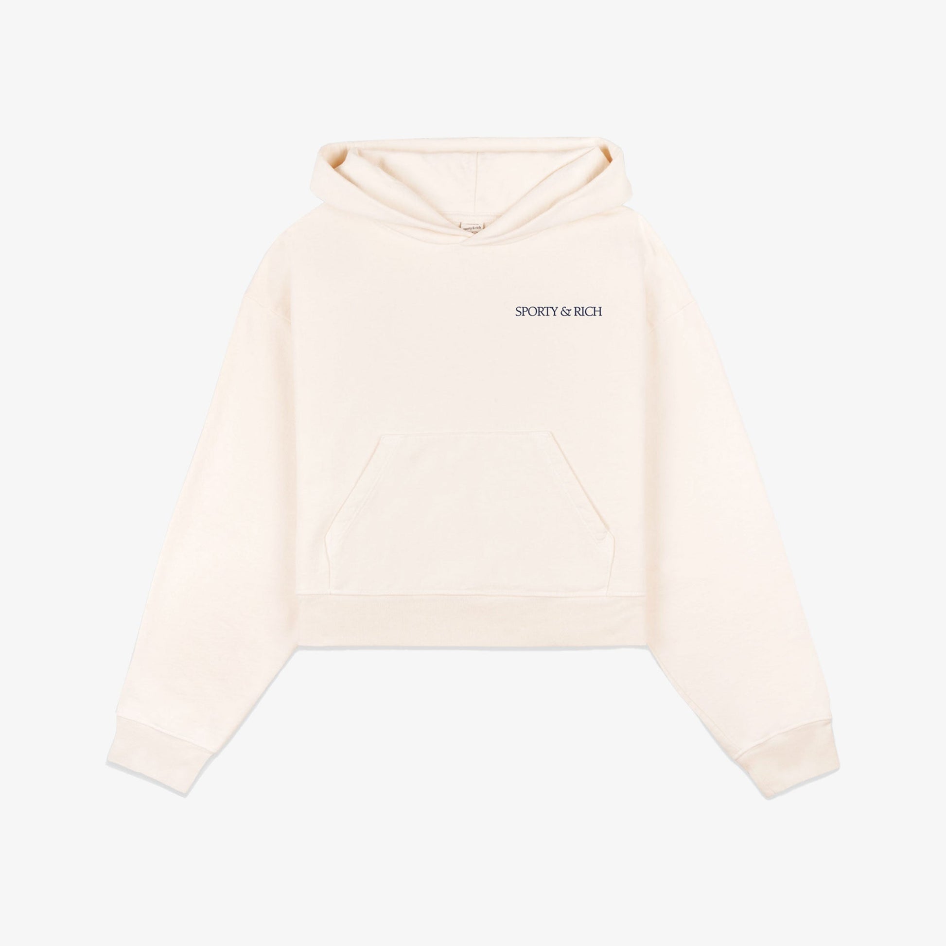 SPORTY & RICH | H&W CLUB CROPPED HOODIE { CREAM/NAVY