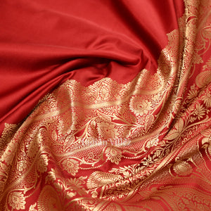 Maroon Red Soft Pure Mashru Satin Silk Banarasi Saree