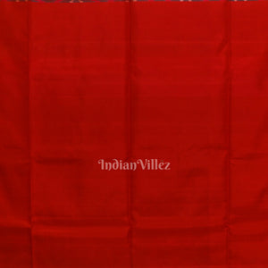 Aqua Blue with Red Pochampally Ikat Silk Saree