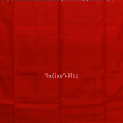 Aqua Blue with Red Pochampally Ikat Silk Saree