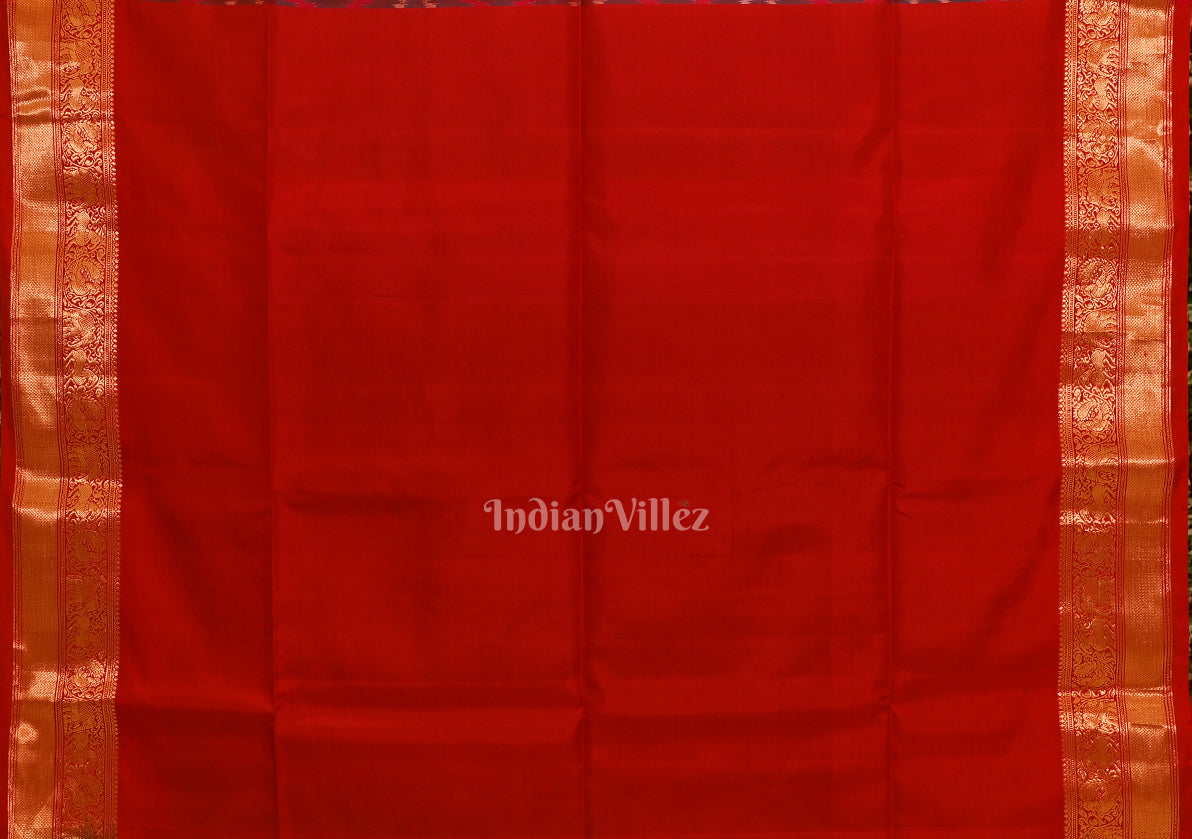 Aqua Blue with Red Pochampally Ikat Silk Saree