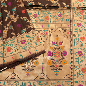 Burnt Maroon Meenakari Banarasi Handloom Silk Saree