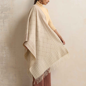 trueBrowns Beige Geometric Woollen Stole