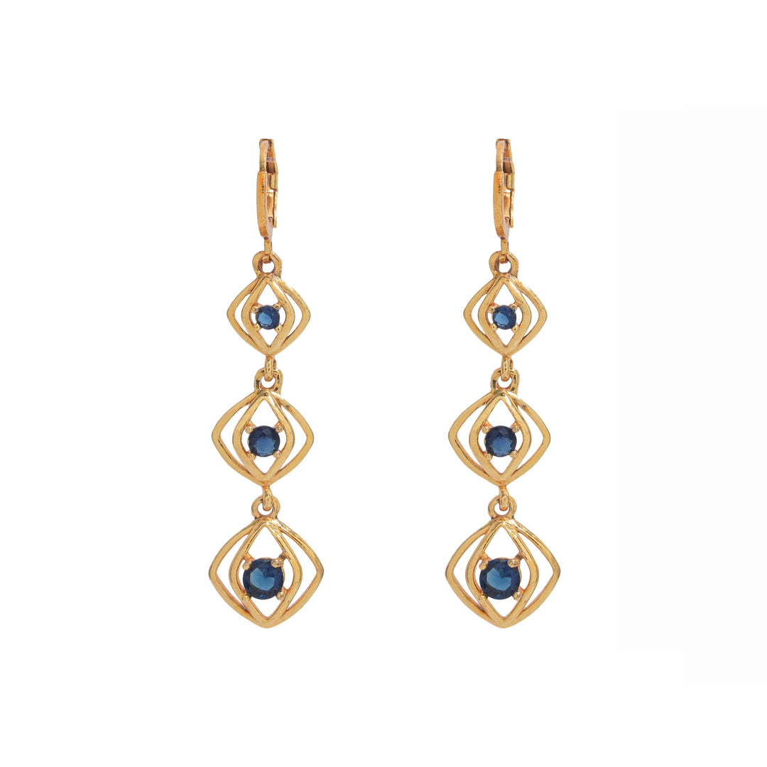 Square Sparkle Blue Diamond Earrings For Women