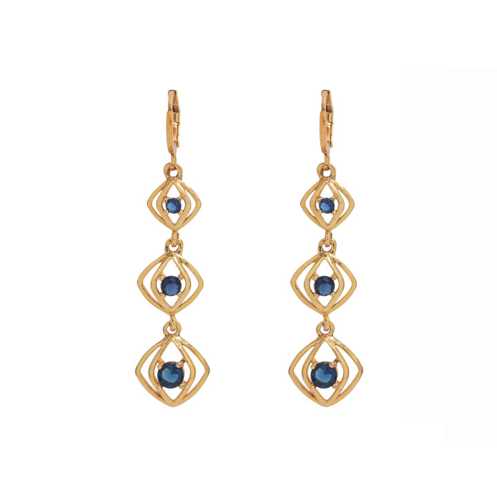 Square Sparkle Blue Diamond Earrings For Women