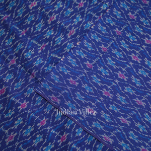 Blue Pochampally Ikat Silk & Cotton (Sico) Fabric