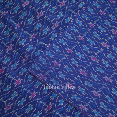 Blue Pochampally Ikat Silk & Cotton (Sico) Fabric