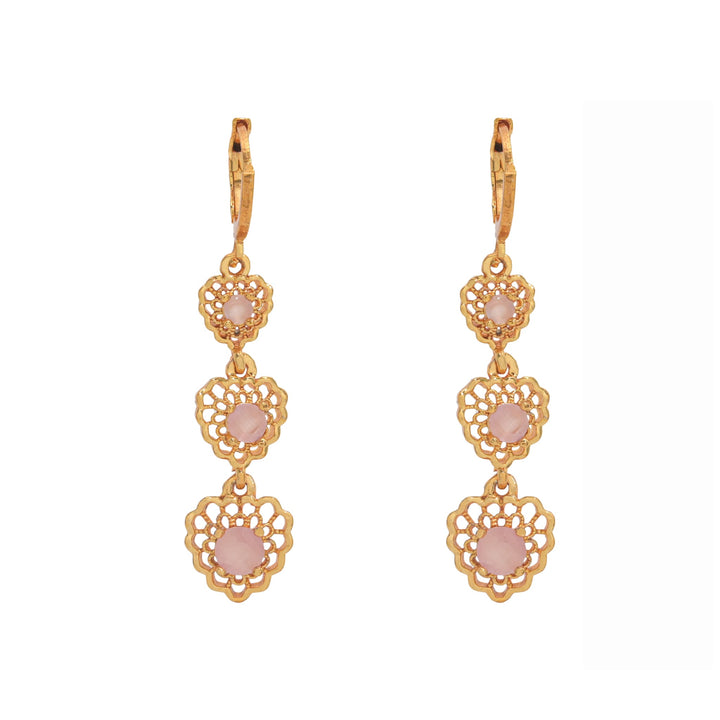 Loving Hearts Light Pink Diamond Earrings For Women