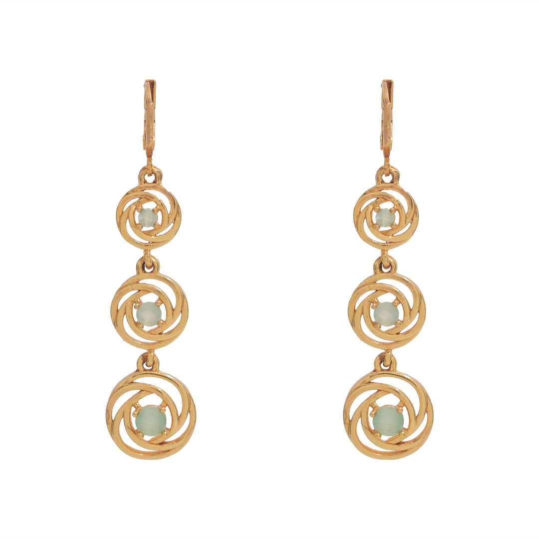 Perfect Circle Light Green Damond Earrings For Women