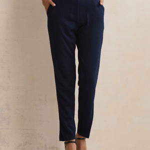 trueBrowns Navy Woollen Pants