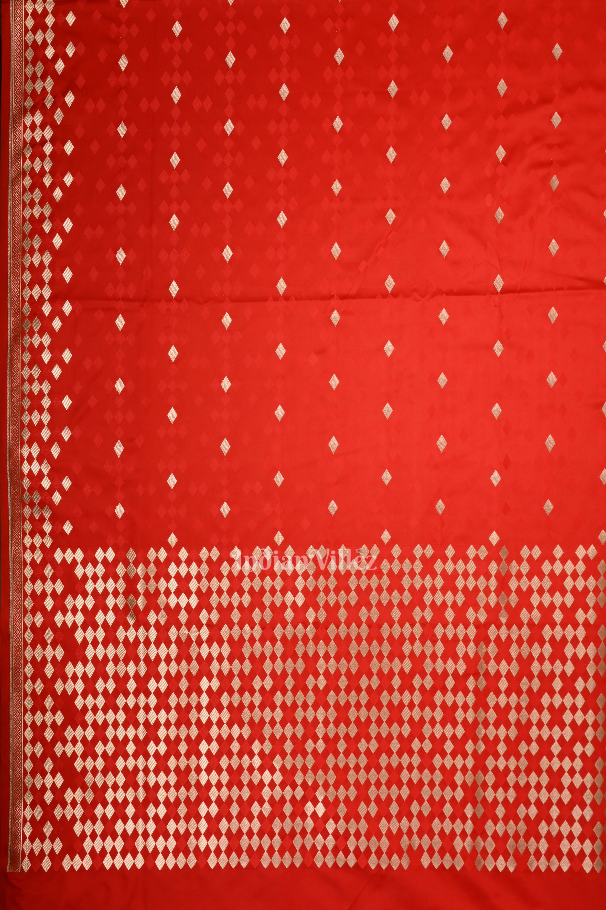 Deep Blood Red Soft Pure Mashru Satin Silk Banarasi Saree