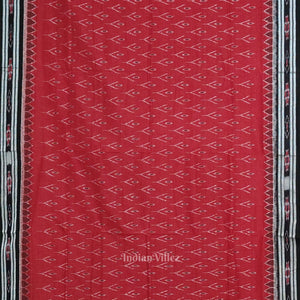 Red Black Mayur Chandrika Maniabandha Cotton Saree