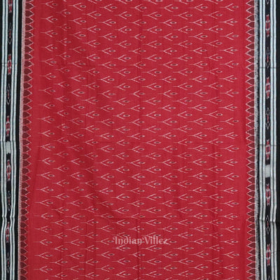 Red Black Mayur Chandrika Maniabandha Cotton Saree