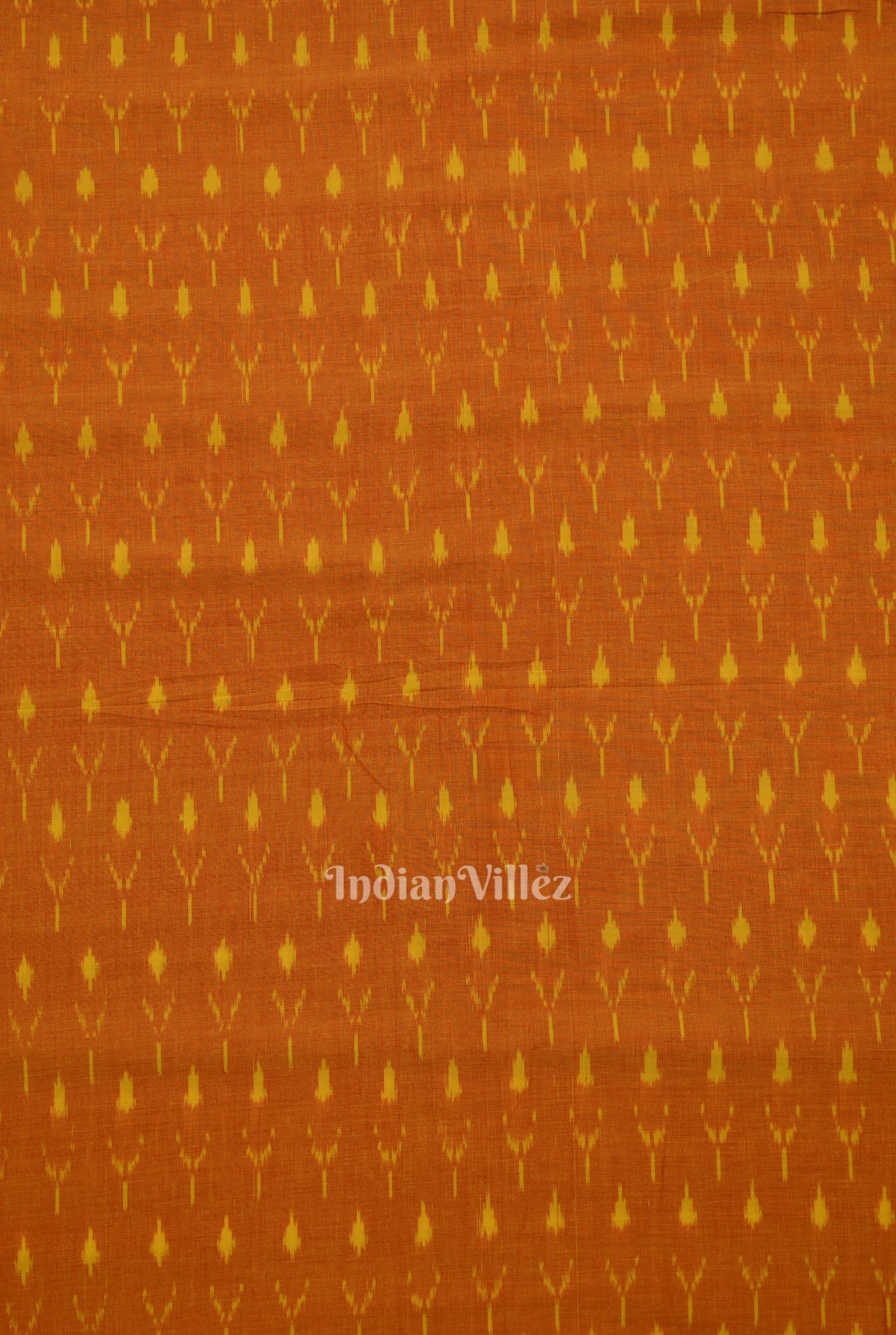 Orange Pochampally Ikat Cotton Fabric
