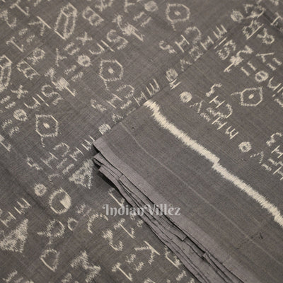 Ash Gray Geometry Theme Odisha Ikat Sambalpuri Cotton Fabric