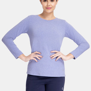 Essential Long Sleeve Round Neck T-Shirt - Infinity Blue Marl