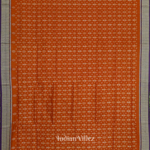 Orange Odisha Ikat Tribal Theme Sambalpuri Silk Saree