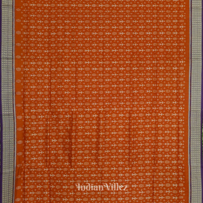 Orange Odisha Ikat Tribal Theme Sambalpuri Silk Saree
