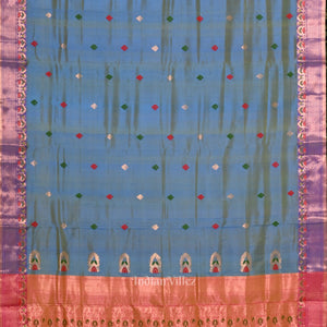 Sky Blue Handwoven Baluchari Silk Saree